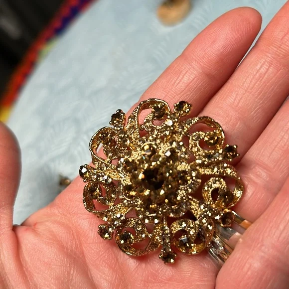 ✨Dazzling brown stone broach and earring set - Picture 12 of 13